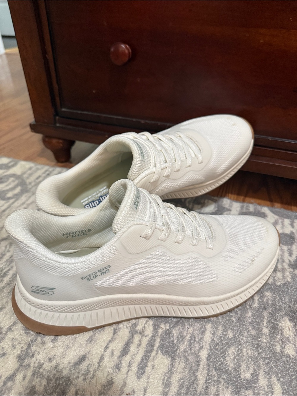 Skechers Women’s White Knit Slip-Ins Athletic Sneakers